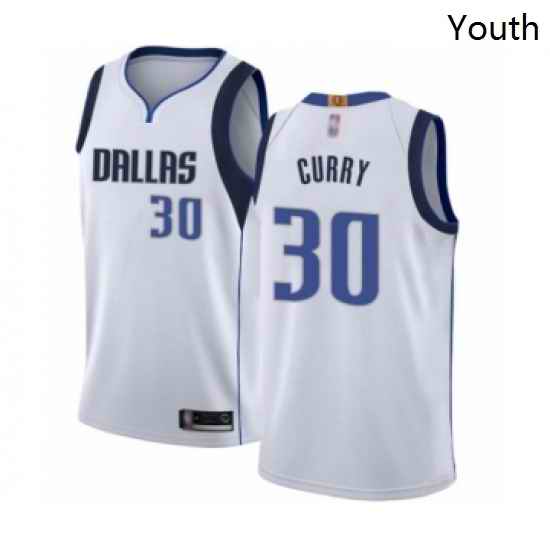Youth Dallas Mavericks 30 Seth Curry Swingman White Basketball Jersey Association Edition